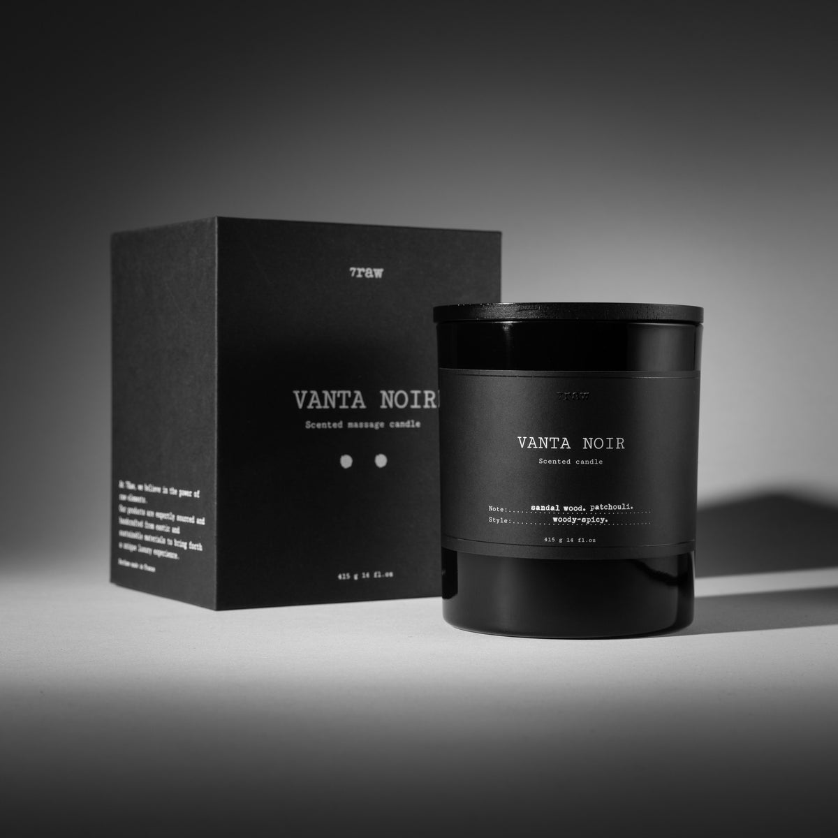 Vanta Noir scented massage candle by 7Raw