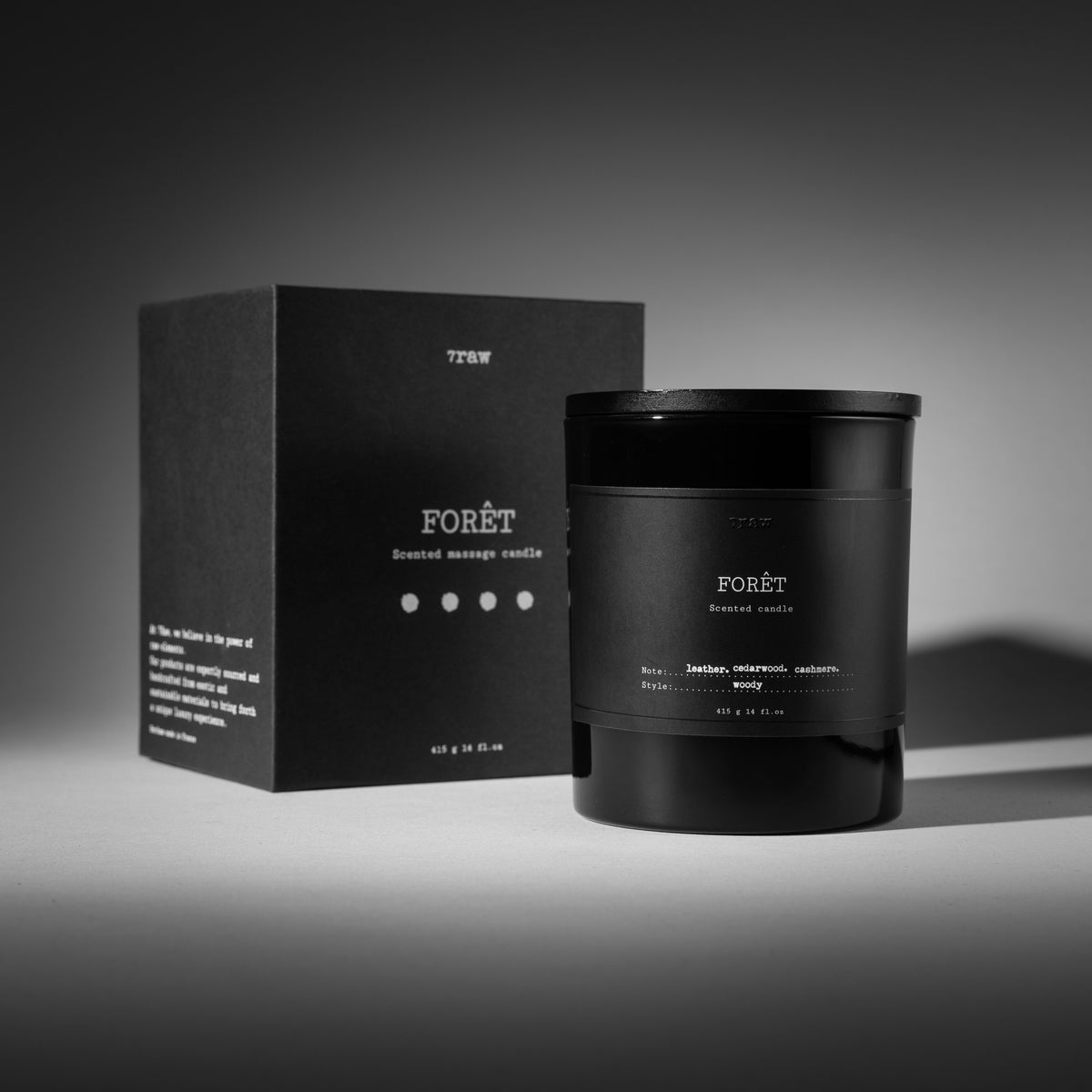 Forêt scented massage candle by 7Raw